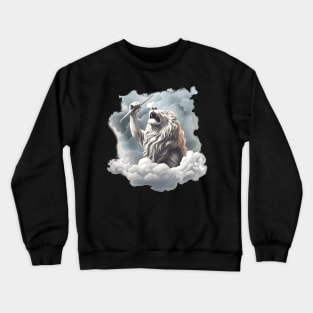 Lion With A Trumpet In the Clouds Crewneck Sweatshirt